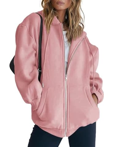 PRETTYGARDEN Women's 2025 Zip Up Y2K Hoodies Casual Long Sleeve Sweatshirts Fall Winter Track Jackets with Pockets (Pink,Large) - Image 6