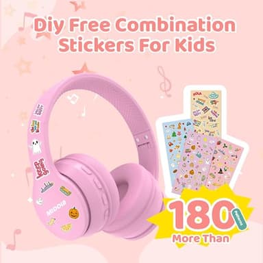 MIDOLA Kids Headphones Bluetooth 5.4 Wireless 68H Play Time Volume Limit 85/94dB Over-Ear Foldable Headset,Type-C Fast Charging,with Wired Aux Mic for Toddler Child Pad Tablet Pink - Image 5