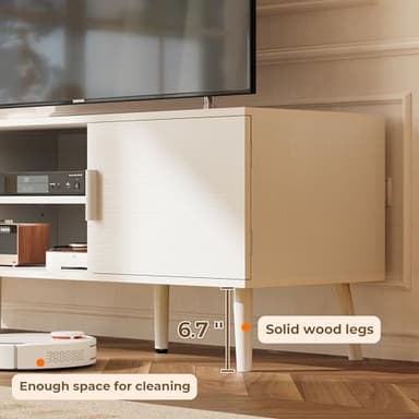 SUPERJARE TV Stand for 55 Inch TV, Entertainment Center with Adjustable Shelf, 2 Cabinets, TV Console Table, Media Console, Solid Wood Feet, Cord Holes, for Living Room, Bedroom, White - Image 5