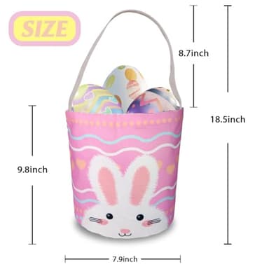 SMSREAMEN 2 Pcs Easter Egg Baskets for Kids, Easter Eggs Hunt Basket for Kids Empty, Bunny Basket Egg Gifts Bags with Rabbit Fluffy Ears, Includes Fun Easter Accessories for Girls Boys Party Favors - Image 3