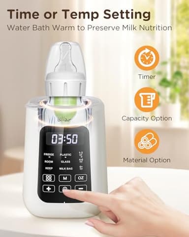 Bear Baby Bottle Warmer, Milk Warmer Breastmilk Bag Formula Fast Warming for New Born Baby Bottles, with Time Temp Control Automatic Shut Off at Home Use - Image 6