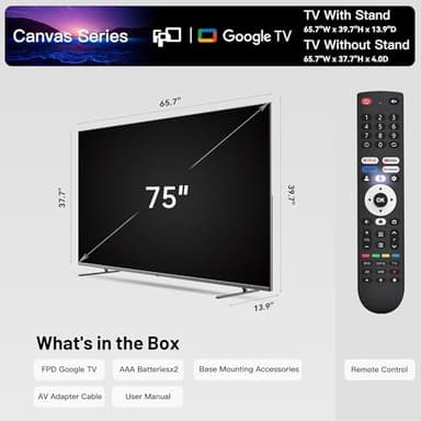 FPD 75 Inch Smart TV, 4K LED Google TV with Google Play Built-in Google Cast, HDR 10, Compatible with Dolby Atmos & Vision MEMC, Voice Assistant Remote, UHD Flat Screen Television (CG75 C3-2024) - Image 7