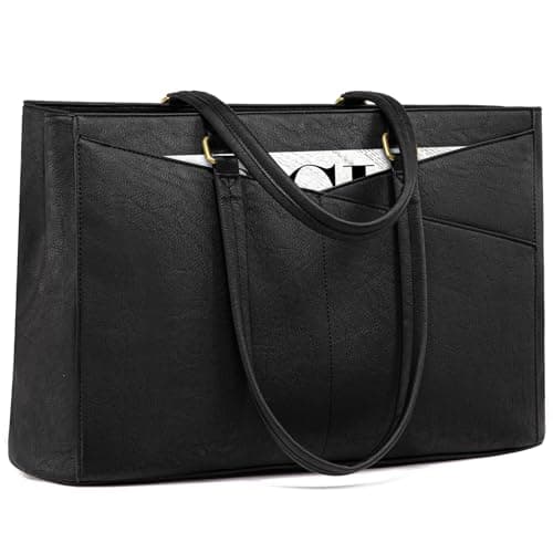 LOVEVOOK Laptop Bag for Women,15.6 Inch Laptop Tote Bag for Women,Vintage Leather Work Tote Bags Computer Teacher Bag,Waterproof Business Office Briefcase - Image 1
