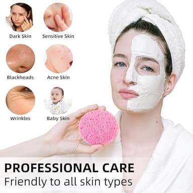 50-Count Compressed Facial Sponges|Kickleen 100% Natural Cellulose Cosmetic Spa Sponges for Daily Facial Cleansing|Makeup and Mask Removal|Exfoliating|Skin Massage|Pore Exfoliation (50 Count (Pink)) - Image 3