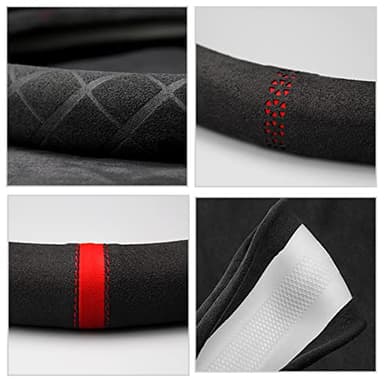 K LAKEY Suede Steering Wheel Cover,Compatible with Nissan Xterra Sentra Frontier Altima Rogue 350Z Murano Juke Alcantara Sport Non-Slip Wheel Cover Car Interior Accessories 15 inch For Man and Women - Image 6