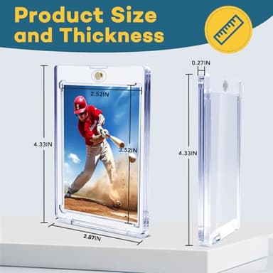 40ct Magnetic Card Holders, 35pt One Touch Card Holder, U-V Protection Hard Plastic Case for Trading Cards, Display Case for Sports, Baseball, Football, Game Cards - Image 2