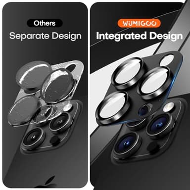 Wumigoo Camera Lens Protector for iPhone 16 Pro Max/16 Pro/iPhone 15 Pro Max/15 Pro/iPhone 14 Pro Max/14 Pro, Aluminum Alloy Sapphire Glass Camera Screen Cover, Case Friendly- Black Titanium - Image 2