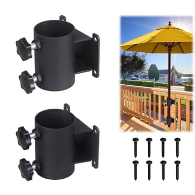 Wdwlbsm 2PCS Patio Umbrella Holder Heavy Duty Outdoor Umbrella Stand Patio Umbrella Holder clamp ,Adjustable Patio Umbrella clamp Railing for Deck Railing,Fences,Docks,Courtyard Balcony, Patios - Image 1