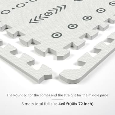 Baby Foam Play Mat, PIGLOG 72x48 Baby Crawling Mat, Floor Mats for Kids for Infants with Interlocking Floor Tiles, Toddler Playmats for Indoor and Outdoor, Easy to Clean Playroom Mats, Bohemia - Image 6