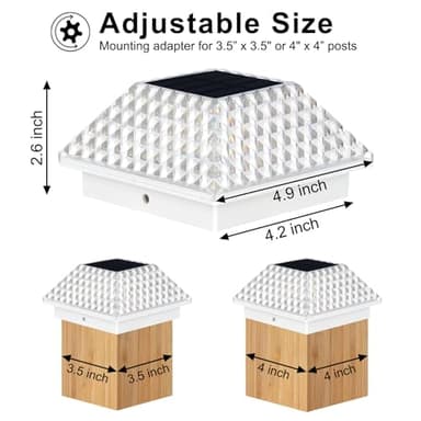 SUNNYPARK 4x4 Post Solar Lights, 4 PK Fence Post Solar Lights Outdoor 4x4, 3.5x3.5, Deck, Fence Waterproof - Image 5