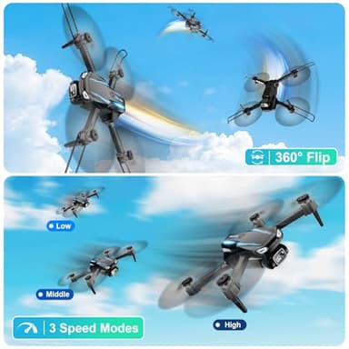 Drone with Camera, 1080P HD FPV Foldable Drone for Kids Adults beginners, Remote Control Quadcopter with Stable Hover, Gestures Selfie, Waypoint Fly, 3D Flips, One Key Start, 2 Batteries - Image 3