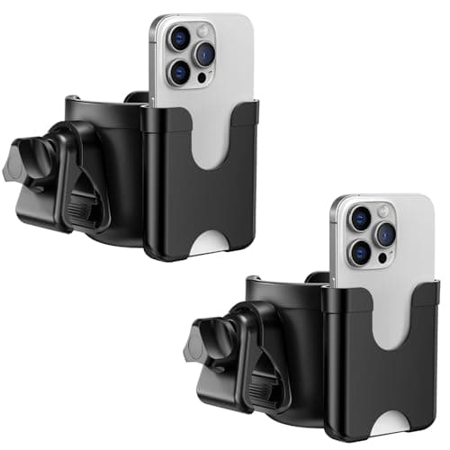 Guiseapue 2 Packs Cup Holder for Walker: Stroller Cup Holder Attachment with Phone Holder, Wheelchair/Stroller Accessories for Uppababy, Nuna, Doona, Bike, Scooter, Baby Travel Essential - Image 1