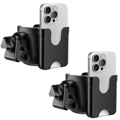 Guiseapue 2 Packs Cup Holder for Walker: Stroller Cup Holder Attachment with Phone Holder, Wheelchair/Stroller Accessories for Uppababy, Nuna, Doona, Bike, Scooter, Baby Travel Essential - Image 1