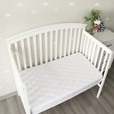 2 Pack Crib Mattress Protector Sheets, Fitted Waterproof Mattress Pad Cover, Noiseless & Machine Wash 100% Absorbent Crib/Toddler Mattress Protector Sheet Quilted, White & Gray, 52" x 28" - Image 4