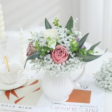 30pcs Babys Breath Artificial Flowers for Indoors Fake Plastic Plants Faux Shrubs Greenery Wheat Grass for Spring Summer Window Box Office Table Kitchen Home Decoration (White) - Image 7