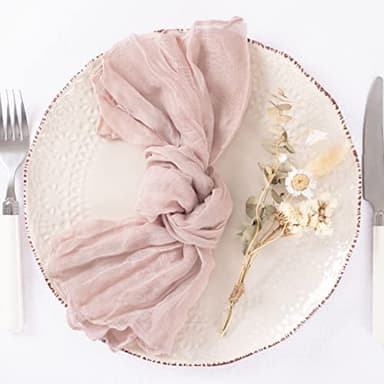 DeZerlor 30 Pack Pink Cheesecloth Napkins Fall Thanksgiving Cloth Napkins Set of 30 Pale Pink Dinner Table Napkins Bulk 21x21 Inches for Wedding Bridal Girl Baby Shower Sweet 16 Party - Image 4