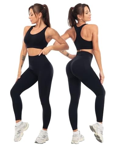 SALSPOR 3 Piece Workout Sets for Women Butt Lifting Leggings with High Impact Sports Bra Gym Shorts Activewear Matching Set(3DWX-Black-L) - Image 3