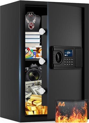 3.5 Cuft Fireproof Safe Box, Home Safes Water and Fireproof, Digital Security Document Safe With LCD Programmable Keypad, Backup Keys, Smart Alert, Large Combination Safety Box For Money Jewelry - Image 1