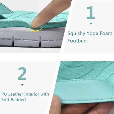 KuaiLu Womens Casual Flip Flops Comfortable Yoga Mat Arch Support Memory Foam Comfort Cushion Summer Beach Slip on Walking Thong Sandals Ladies Orthotic Recovery Plantar Fasciitis Lake Blue Size 6 - Image 5