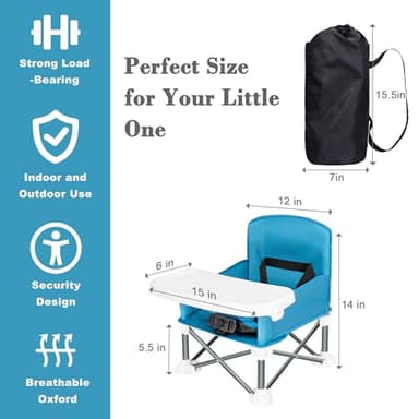 AGUDAN Portable Toddler Booster Seat - Easy-Fold Eating Lawn Camping Chair for Indoor and Outdoor Adventures (Sky Blue) - Image 4