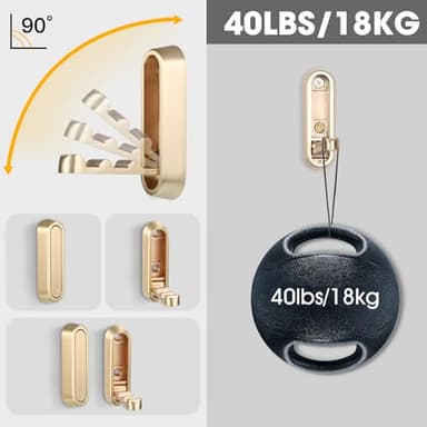 Dntorx Folding Coat Hooks, 2 Pcs Foldable Gold Wall Hooks Heavy Duty Foldable Hook Bathroom Towel Hooks Robe Hooks Wall Mounted for Hanging Coat Towels Clothes Hat Bags Keys - Image 6