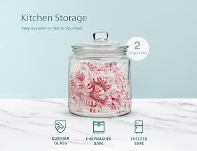 KooK Glass Storage Jars with Lids - 29oz (Set of 2), Kitchen Canisters for Sugar, Cookies, Cotton Balls, Glass Containers with Chalkboard Labels and Airtight Lid - Image 5