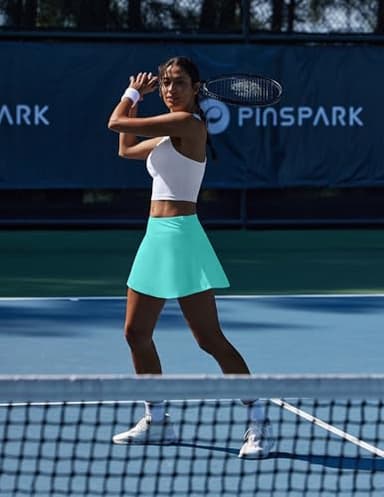 PINSPARK Pleated Tennis Skirt with Pockets Athletic Skort Women for Golf Pickleball Workout Tummy Control,Turquoise Medium - Image 3