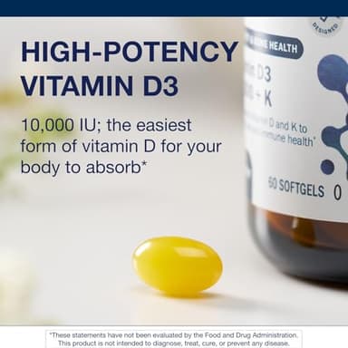 Metagenics Vitamin D3 + K - for Artery Health, Immune Support, Bone & Heart Health* - Vitamin D with MK-7 (Vitamin K2) - Non-GMO - Gluten-Free - 60 Softgels - 10,000 IU - Image 4