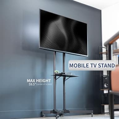 VIVO Mobile TV Cart for 32 to 83 inch Screens up to 110 lbs, LCD LED OLED 4K Smart Flat and Curved Panels, Rolling Stand with Laptop DVD Shelf, Locking Wheels, Max VESA 600x400, Black, STAND-TV03E - Image 2