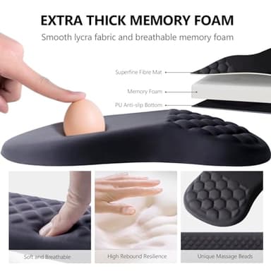 Mouse Pad Wrist Support, Laokiiy 2 in1 Keyboard Wrist Rest+ Ergonomic Mouse Pad, Non-Slip Wrist Rest for Computer Keyboard, Made Easy Typing & Relieve Wrist Pain（Black - Image 3