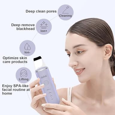 GUGUG Skin Scrubber Face Spatula Skin Spatula Pore Cleaner Blackhead Remover Tools for Facial Deep Cleansing-4 Modes, Purple - Image 2