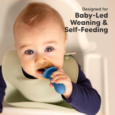 KeaBabies 4-Pack Silicone Baby Spoons and Forks Set - Baby Led Weaning Utensils 6-12 Months, Self Feeding Toddler Spoon & Fork for Training, Teething, Easy to Hold, BPA-Free Silicone (Kea) - Image 7