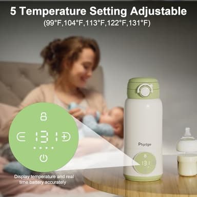 Portable Bottle Warmer for Travel, 15oz Capacity Portable Milk Warmer for Baby, Formula, Breast Milk & Water, On The Go Bottle Warmer with Long Battery Life, Even Heating, Precise Temperature Control - Image 4