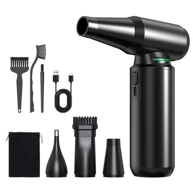 Compressed Air Duster with LED Flashlight, 300,000RPM Brushless Motor Electric Air Duster, 3-Gear Adjustable Mini Blower, Cordless Jet Fan for Keyboard, PC, Car and Home Cleaning1 - Image 1