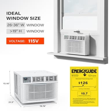 ROVSUN Smart 14000 BTU Window Air Conditioner with WiFi, Energy Saving Window AC Unit with Remote & App Control & Timer Function & Easy Install Kit, for Rooms up to 700 Square Feet, 115V/60Hz, White - Image 3
