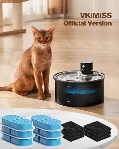Replacement Cat Water Fountain Filters: VKIMISS Official 12 Pack Cat Fountain Replacement Filters & Pre-Filter Sponges for 108oz/3.2L Automatic Pet Fountains (6 Filters+ 6 Sponges) - Image 6