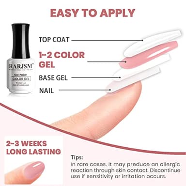 RARJSM Nude Gel Polish Sheer Rose Pink Gel Nail Polish Clear Pink French Manicure Nude Pink Jelly Nail GelPolish Varnish Curing Requires 1pcs 15ml LED UV Gel Soak Off for Home Salon Nail Art DIY - Image 7