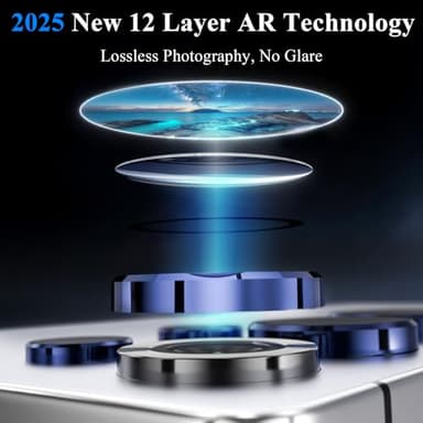 YWXTW Camera Lens Protector for Samsung Galaxy S25 Ultra, [5X Stronger] Individual Metal Ring Tempered Glass Camera Screen Protector for S25 Ultra Accessories, Anti Scratch, 1 Set (Titanium Blue) - Image 3