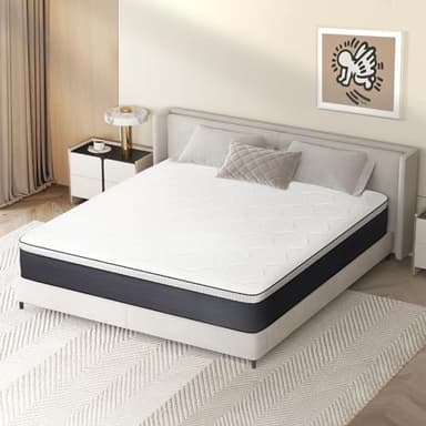 Z-hom King Mattress 12 Inch, King Size Spring Gel Memory Foam, Medium Firm in a Box, Hybrid Coil Innerspring Mattress for Adjustable Bed Frame, White Grey - Image 7