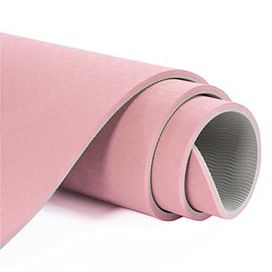 Non Slip, Pilates Fitness Mats, Eco Friendly, Anti-Tear 1/4" Thick Yoga Mats for Women, Exercise Mats for Home Workout with Carrying Sling (72"x24", Parfait Pink & Gray) - Image 4