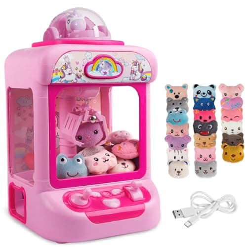TingingYuli Claw Machine for Kids,Unicorn Mini Vending Machines Candy Grabber Prize Dispenser Toys for Girls,Electronic Arcade Game with 20 Mini Plush Toys for Christmas Easter Birthday Gifts - Image 1