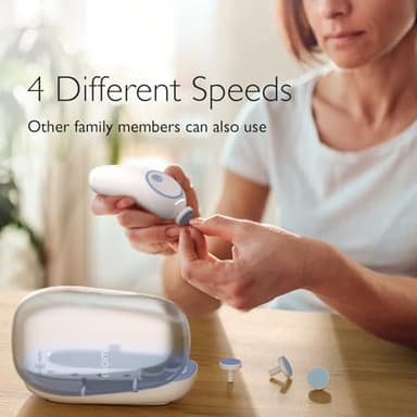 Momcozy Baby Nail File Electric, Gentle Baby Nail Trimmer Electric, Baby Nail Clipper with Night Light, 7 Grinding Head Replacement Pads, Blue - Image 4