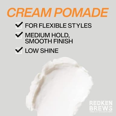 Redken Brews Cream Pomade For Men - Provides Medium Hold With Natural and Smooth Finish With Low Shine, For All Hair Types - Image 5