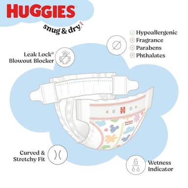 Huggies Size 1 Diapers, Snug & Dry Newborn Diapers, Size 1 (8-14 lbs), 44 Count, Packaging May Vary - Image 9