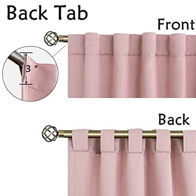 BGment 40 Inch Length Blackout Curtains for Cafe - 34 x 40 inch Short Curtains Rod Pocket and Back Tab Thermal Insulated Room Darkening Curtains for Bathroom/Kids Room, 2 Window Panels, Pink - Image 3