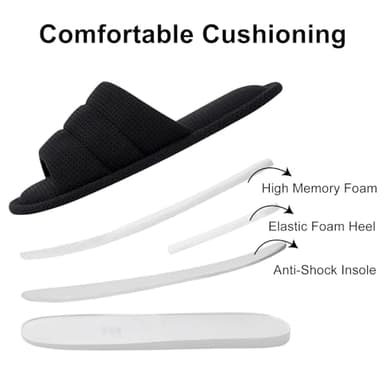 shevalues Summer House Slippers for Women Men Breathable Waffle Indoor Slippers Slip-on Open Toe Home Shoes, Black 11-12 Women Men/9.5-10.5men - Image 4