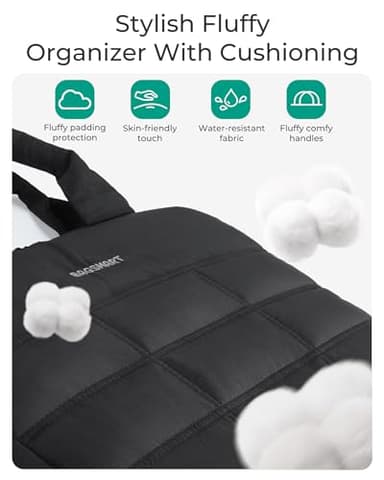 BAGSMART Travel Jewelry Case, Hanging Jewelry Organizer with Zipper Pockets, Large Capacity Puffy Jewelry Roll for Earrings, Necklaces, Rings on Closet, Wall, Door, Portable Travel Essentials, Pink - Image 5