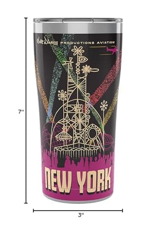 Tervis Disney Mickey Mouse One : Walt’s Plane - Travel Poster New York Triple Walled Insulated Tumbler Keeps Drinks Cold & Hot, 20oz - Stainless Steel - Image 3