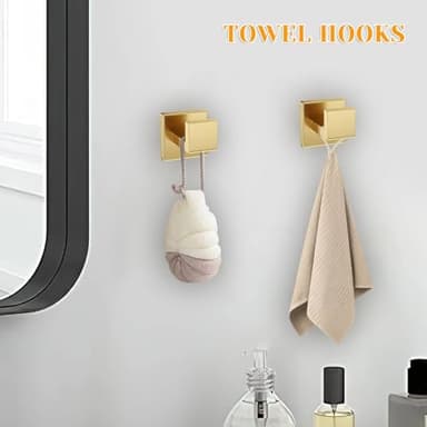 Brushed Gold Towel Bar Set 5 Pieces Bathroom Hardware Accessories Set,Upgraded Toilet Paper Holder with Shelf,Stainless Steel Towel Holder Set for Bathroom,Wall-Mounted 23.6 in - Image 5