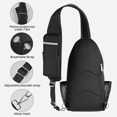 BROADREAM Crossbody Sling Backpack Waterproof Sling Bag for Women Men Anti Theft Crossbody Bags with RFID Blocking Hiking Backpack - Image 5